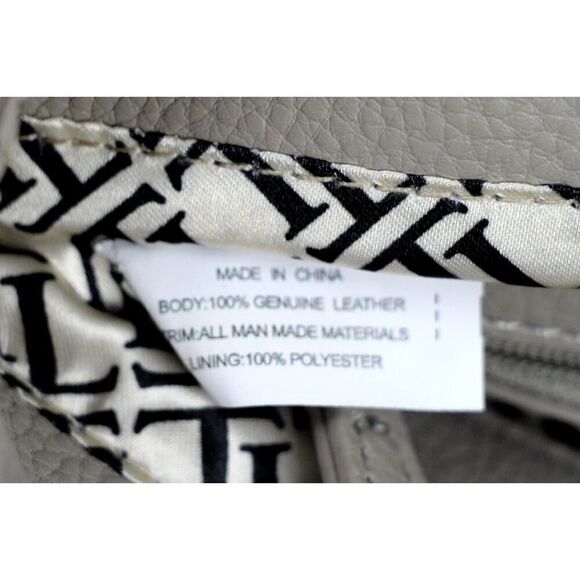 Tignanello STITCHED BEIGE GENUINE LEATHER FLAP CHAIN X-BODY SHOULDER BAG HANDBAG - Picture 11 of 15